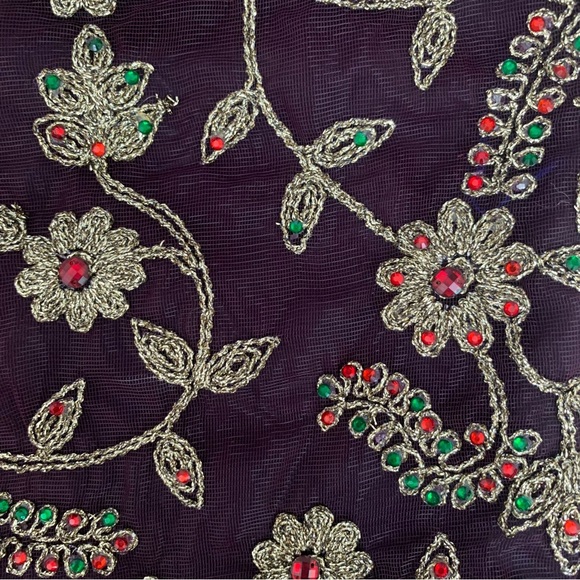 Traditional Pakistani Indian lehenga choli dupatta n purple plum eid formal wear - Picture 9 of 10